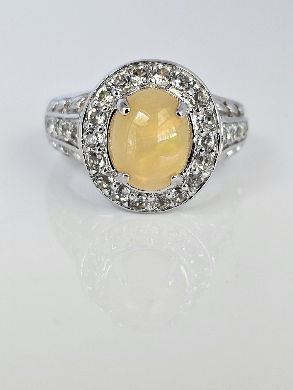 Authentic Victoria Wieck Opal & White Topaz Ring Sterling Silver Size 8!